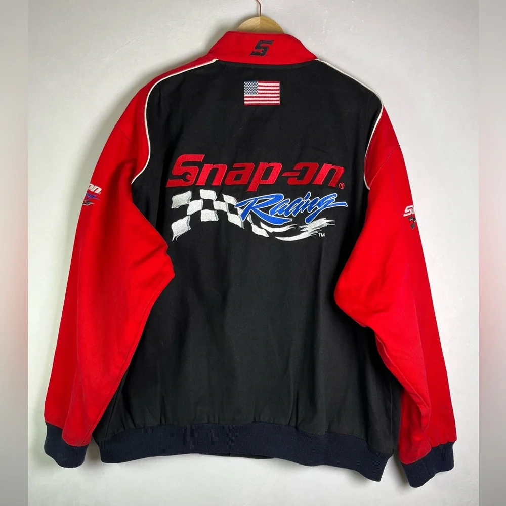 Vintage Snap-On Racing Men’s XL twill jacket embroidered red blk mechanic Y2K - Picture 14 of 16